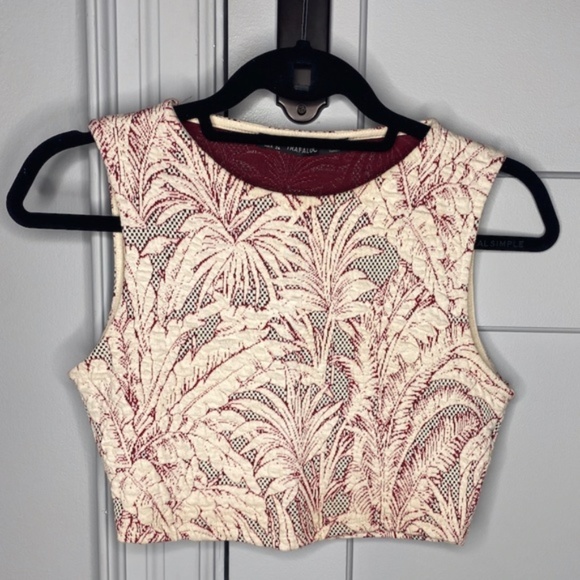🍒3 for $30 ZARA Textured Sleeveless Crop Top with Palm Trees - Picture 8 of 11